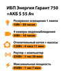 ИБП Энергия Гарант 750 + Аккумулятор S 55 Ач - 12В (450Вт - 67мин) - ИБП и АКБ - ИБП для котлов - omvolt.ru